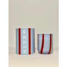 Maegen Candles Atina Tomato & Mint Leaf - Mediterranean Garden Scent, 10oz Soy Wax - Hand Poured in the UK, Striped Glass Tumbler
