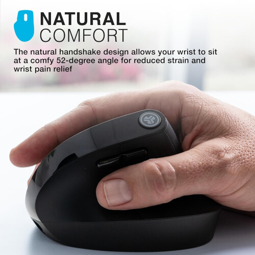 JLab JLab JBuds Ergonomic Mouse, Connect via Bluetooth or USB Receiver, 1