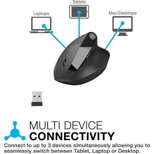 JLab JLab JBuds Ergonomic Mouse, Connect via Bluetooth or USB Receiver, 2