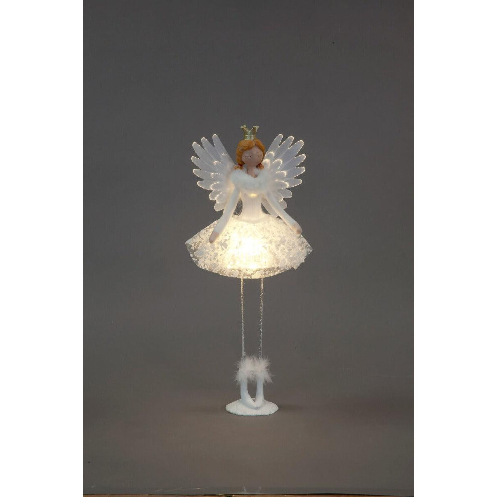 Snowtime 54cm Standing Angel - White/Gold