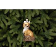 Festive 12cm Glass Fox Decoration