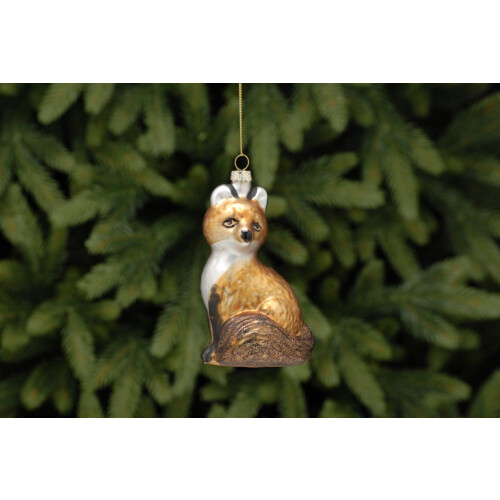 Festive 12cm Glass Fox Decoration