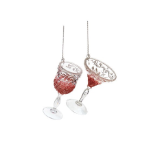 Premier 10cm Rose Gold Wine Glass Christmas Tree Decoration