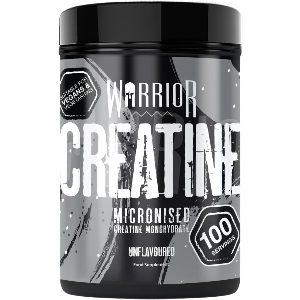 (Unflavoured, 100 Servings (Pack of 1)) Warrior Creatine Monohydrate Powder Micronised for Easy Mixing and Consumption
