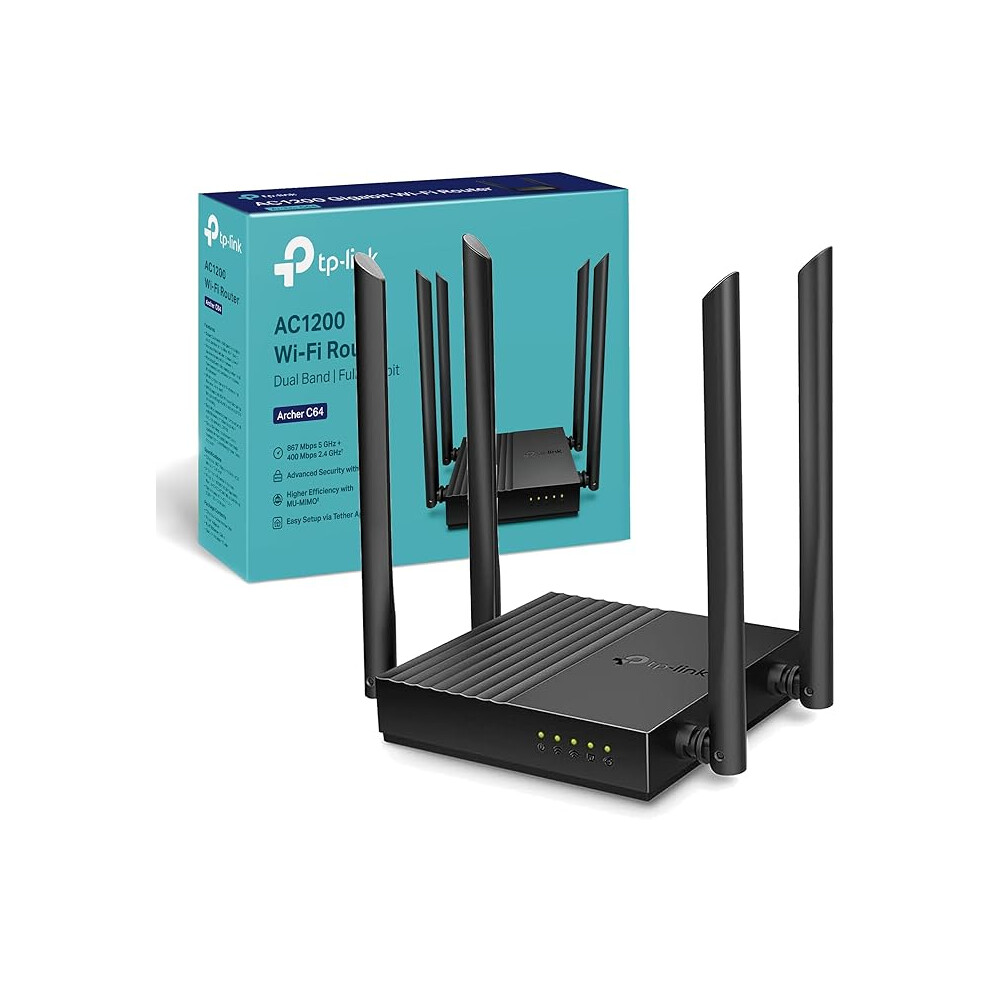 TP-Link AC1200 Dual-Band Gigabit Wi-Fi Router, Wi-Fi Speed up to 1200 Mbps, 4ÃGbps LAN Ports, Advanced security with WPA3, with MU-MIMO