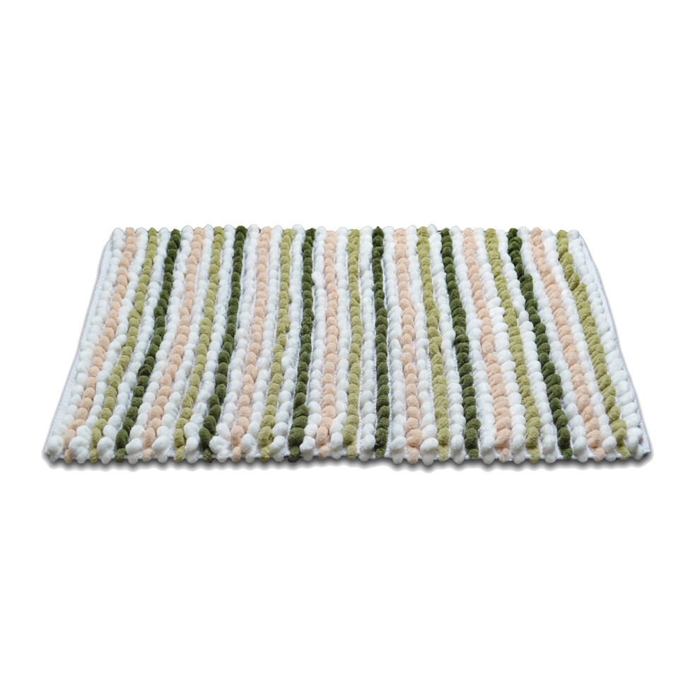 Allure Bath Fashions Green Striped Chunky Bobble Bath Mat 50 X 80Cm