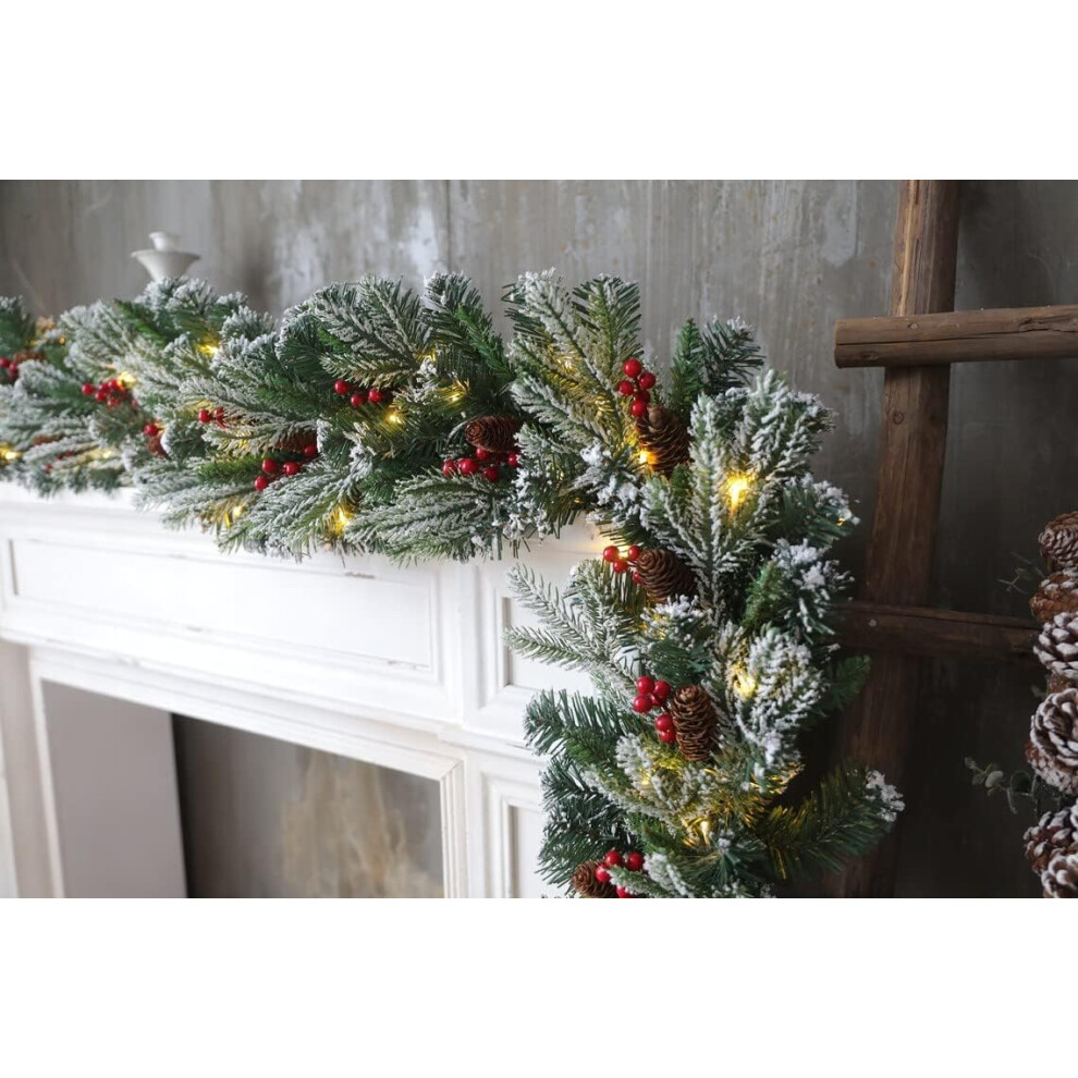 9ft Christmas garland fireplace natural looking rustimantel decor