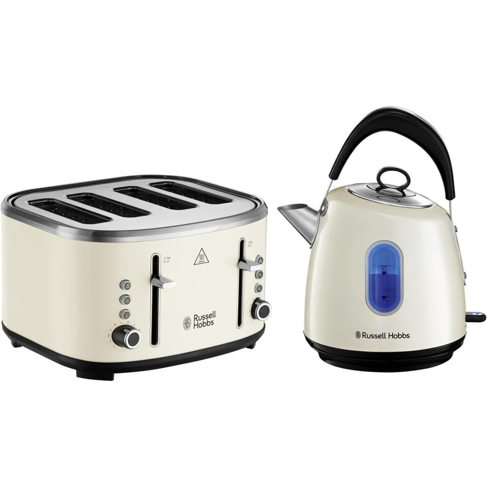 Russell Hobbs Stylevia Cream Kettle & 4 Slice Toaster Matching Set