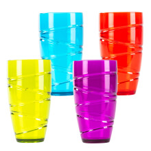 (MultiColour) LIVIVO Set of 4 Plastic Drinking Tumblers