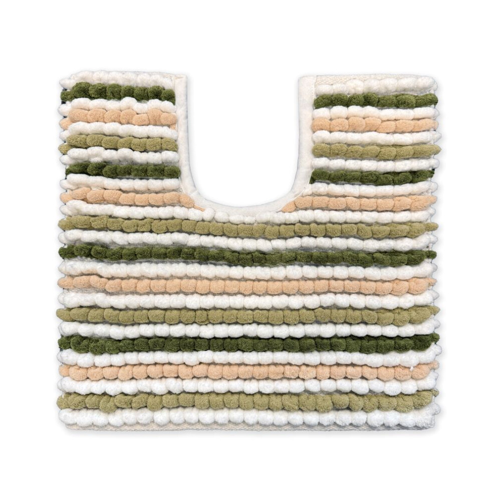 Striped Chunky Bobble Pedestal Toilet Mat 50 x 50cm - Green