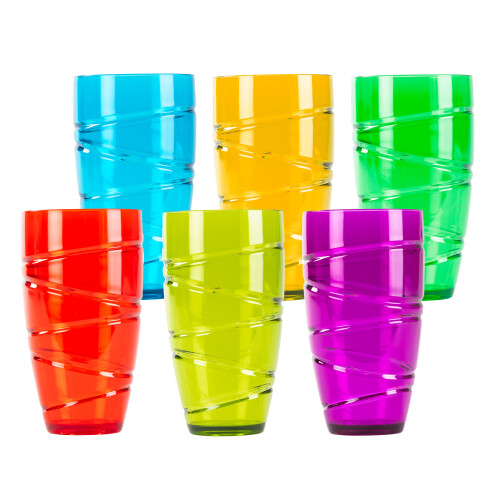 (Multicoloured) LIVIVO Set of 6 Plastic Drinking Tumblers