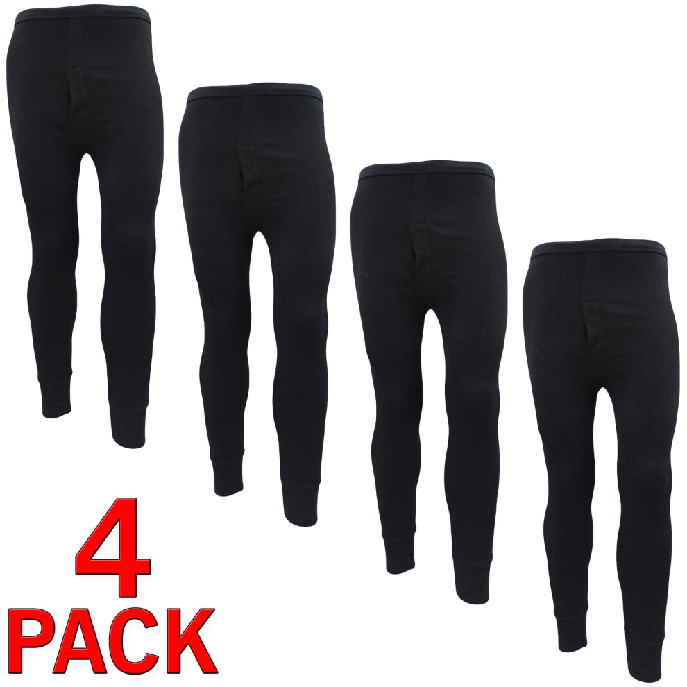 (Black Bottom - 4 Pack, M) 4Pack Mens Thermal LongJohns Winter Warm TopBottom