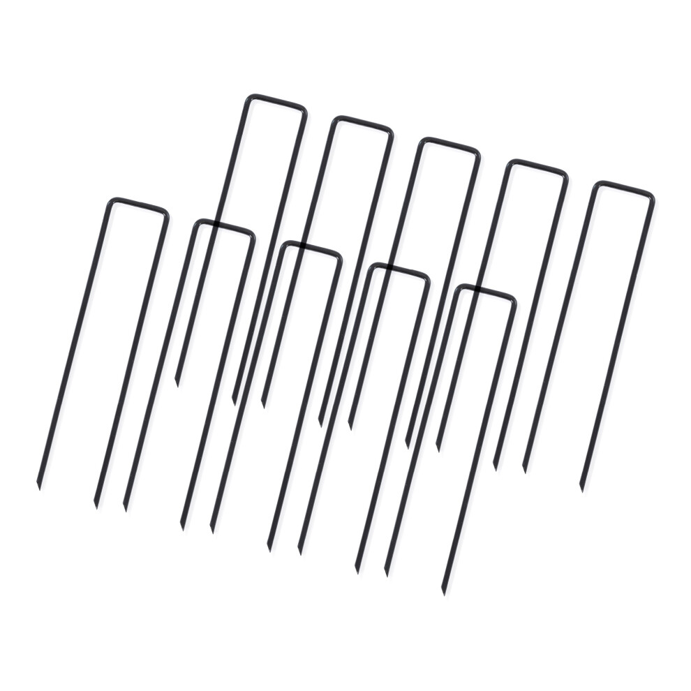 LIVIVO 50 U-Shape Metal Ground Pegs - Black