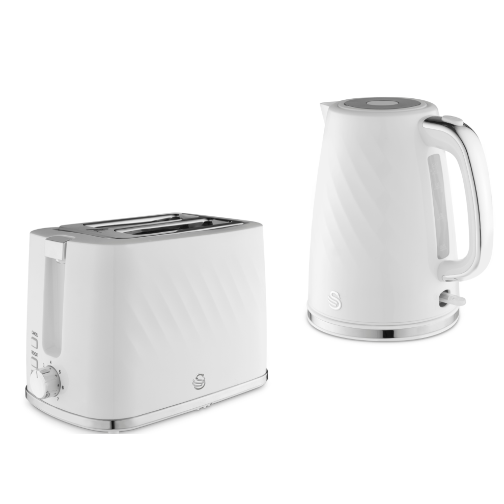 Swan Windsor 1.7L 3Kw Kettle & 2 Slice Toaster Matching Set White