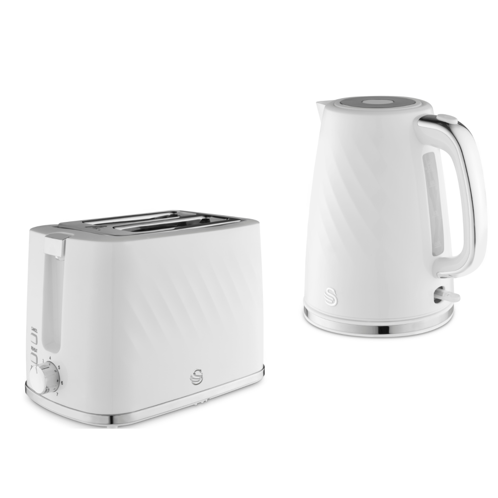 Swan Windsor White 1.7L 3KW Kettle & 2 Slice Toaster Matching Set