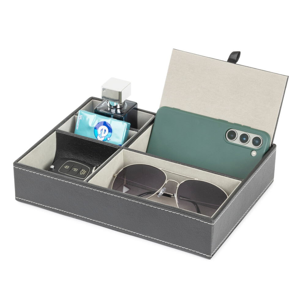 LIVIVO 5-Compartment Leather Organiser Tray