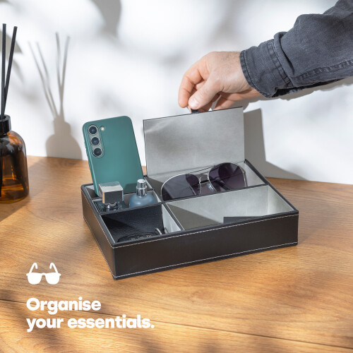 LIVIVO LIVIVO 5-Compartment Leather Organiser Tray 2