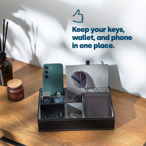 LIVIVO LIVIVO 5-Compartment Leather Organiser Tray 1