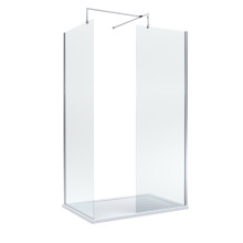 8mm Glass Walk In Wetroom Screens with Chrome Profile and White Shower Tray - 1200 x 800mm
