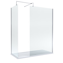 8mm Glass Walk In Wetroom Screens with Chrome Profile and White Shower Tray - 1700 x 800mm