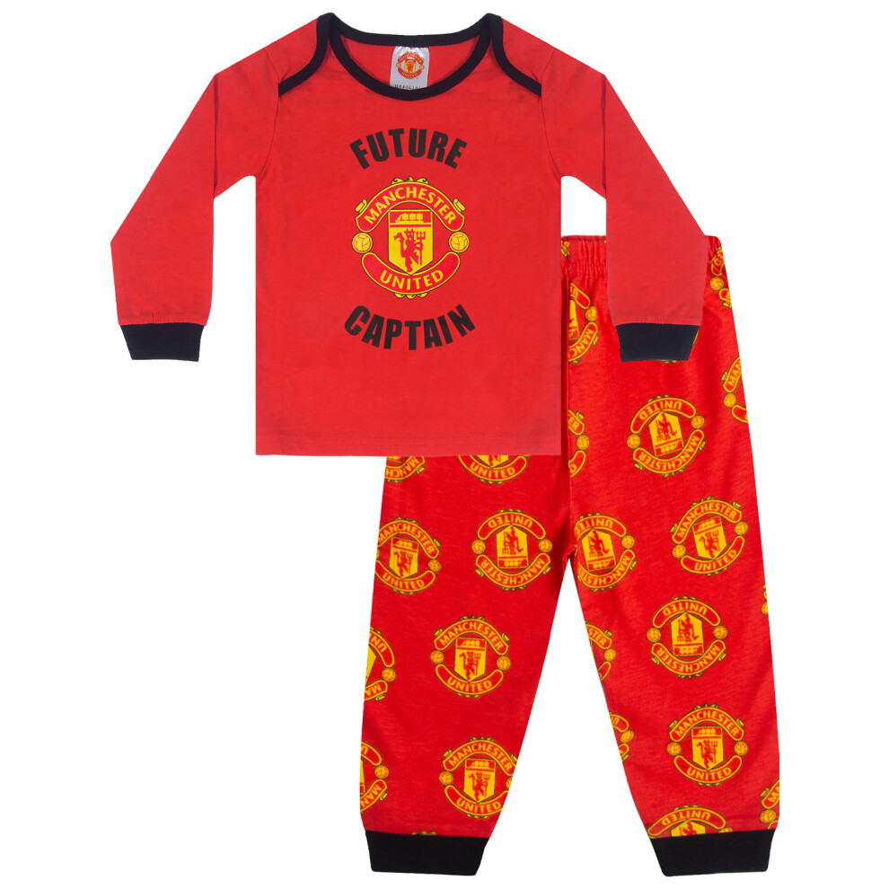 (Red, 6-9 Months) Manchester United Baby Pyjamas Long Boys Kids Official Football Gift