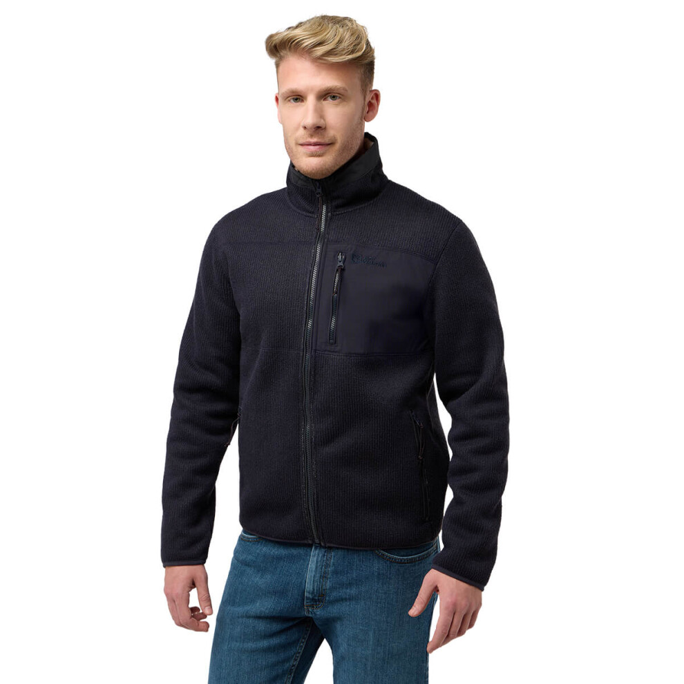 (L, Dark Navy) Jack Wolfskin Mens 2024 Kaminfeuer Lightweight Lined Sherpa Fleece Jacket