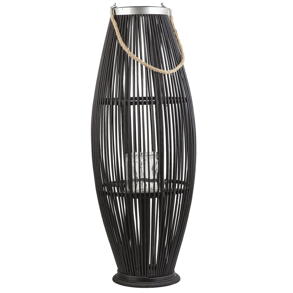 Lantern TAHITI Bamboo Wood 84 cm Black