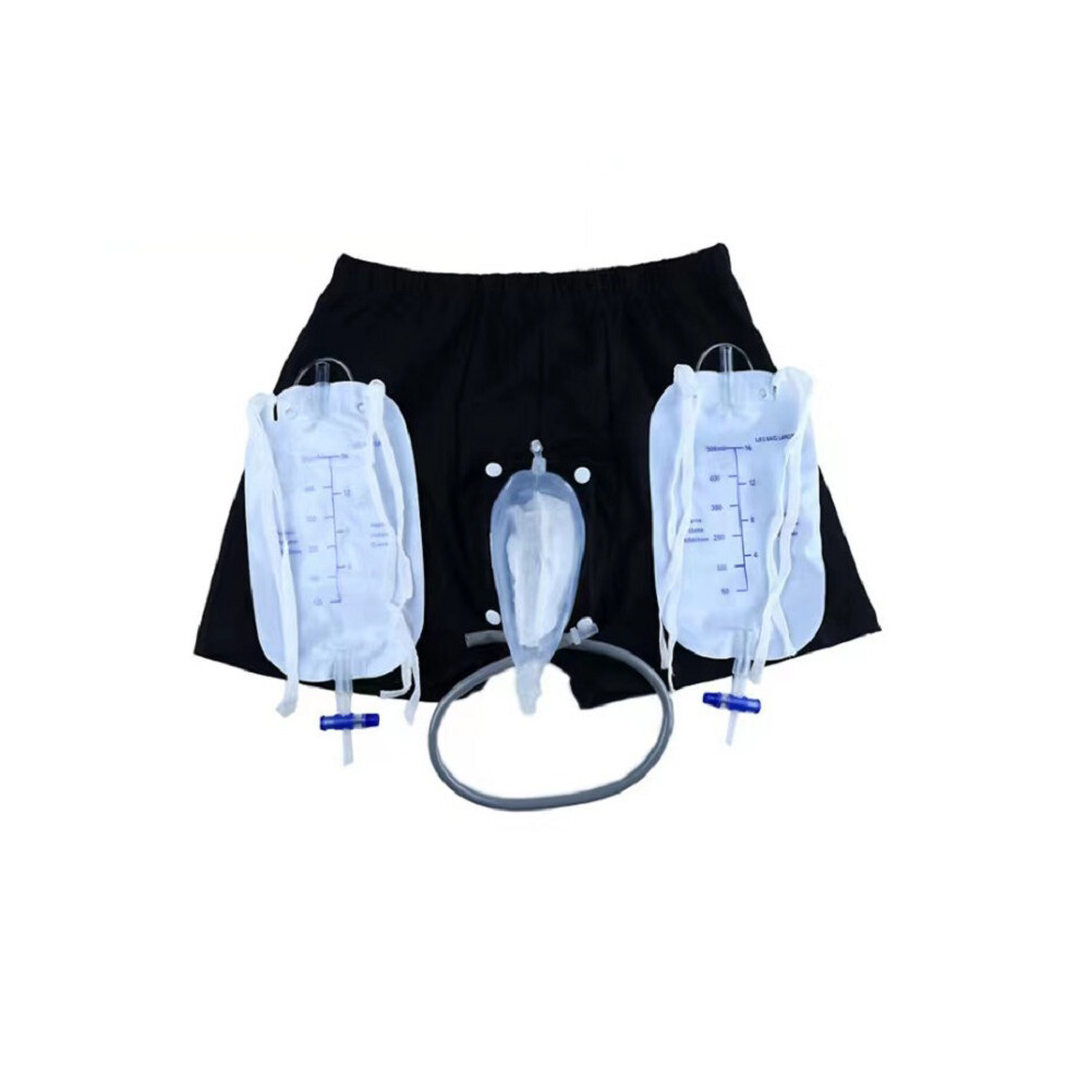 Leatpharkee (S) Men Incontinence Pants With Collection Urine Bag Portable Leak Proof Leg Pee Catheter Holder For Elder