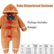 (Gingerbread, 18-24 Months) 2025 New Year Infant Baby Girl Xmas Outfits Toddler Boy Christmas Velvet Onesie Newborn Gingerbread Costume