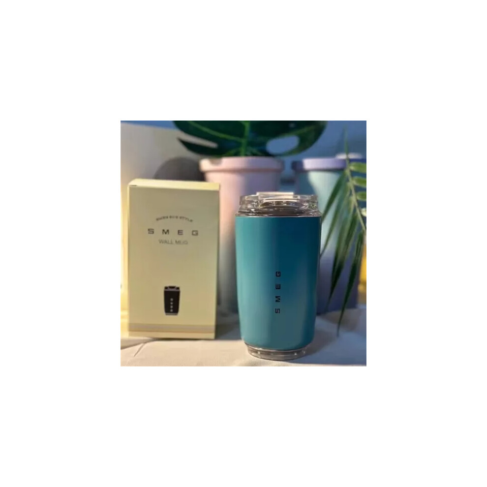 (Blue) 320ml Smeg Coffee Mug Stainless Steel Travel Water Bottle Insulated Cup 4 Colors