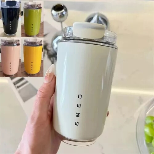 (White) 320ml Smeg Coffee Mug Stainless Steel Travel Water Bottle Insulated Cup 4 Colors