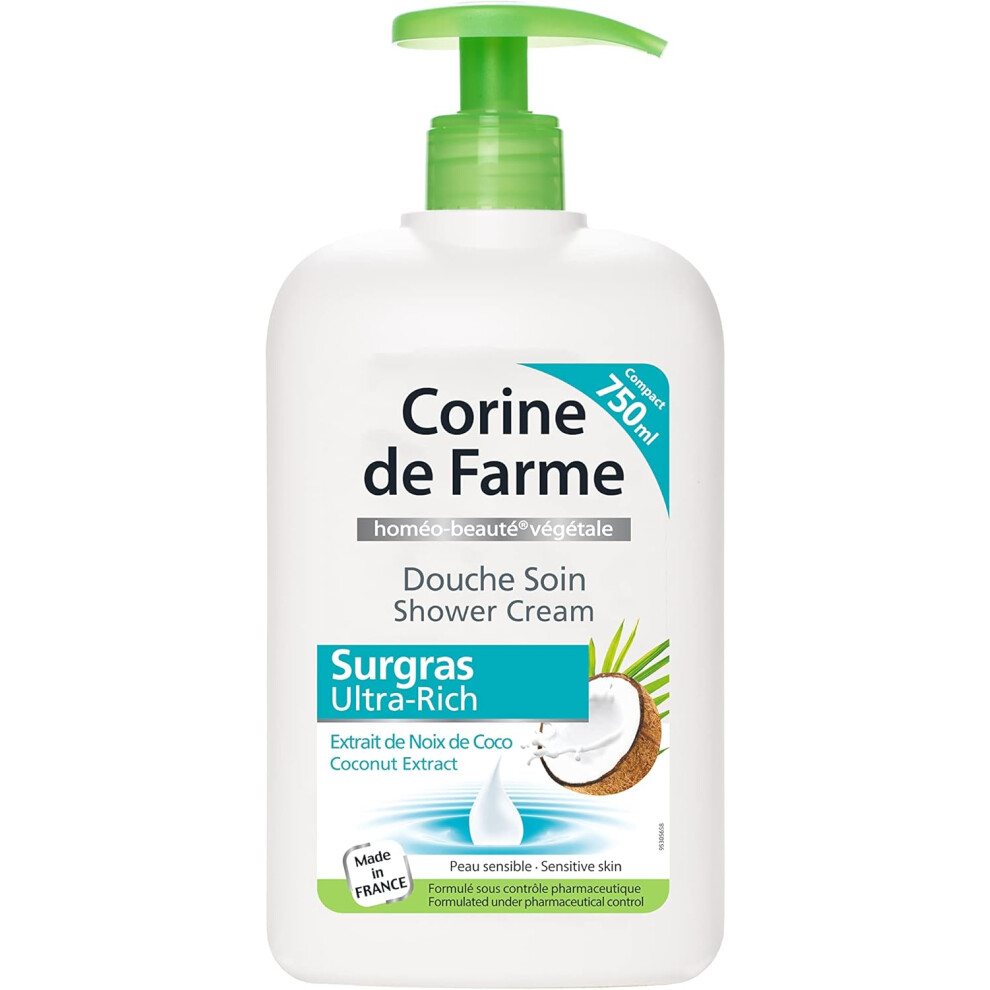 Cream Corine De Farme Shower Ultra-Rich Coconut Extract 750Ml | Nourishing Properties | Shea Butter Body Wash Moisturizing Skin