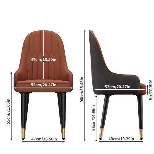 Set Of 2 Upholstered Dining Room Chairs High Back Kitchen Leather 1