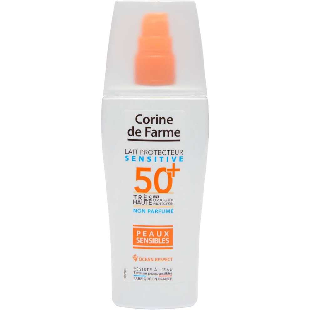 Corine de Farme Protective Milk Sensitive SPF 50+ Sunscreen Lotion 150ml |UVA & UVB Protection |Face & Body |Water-resistant