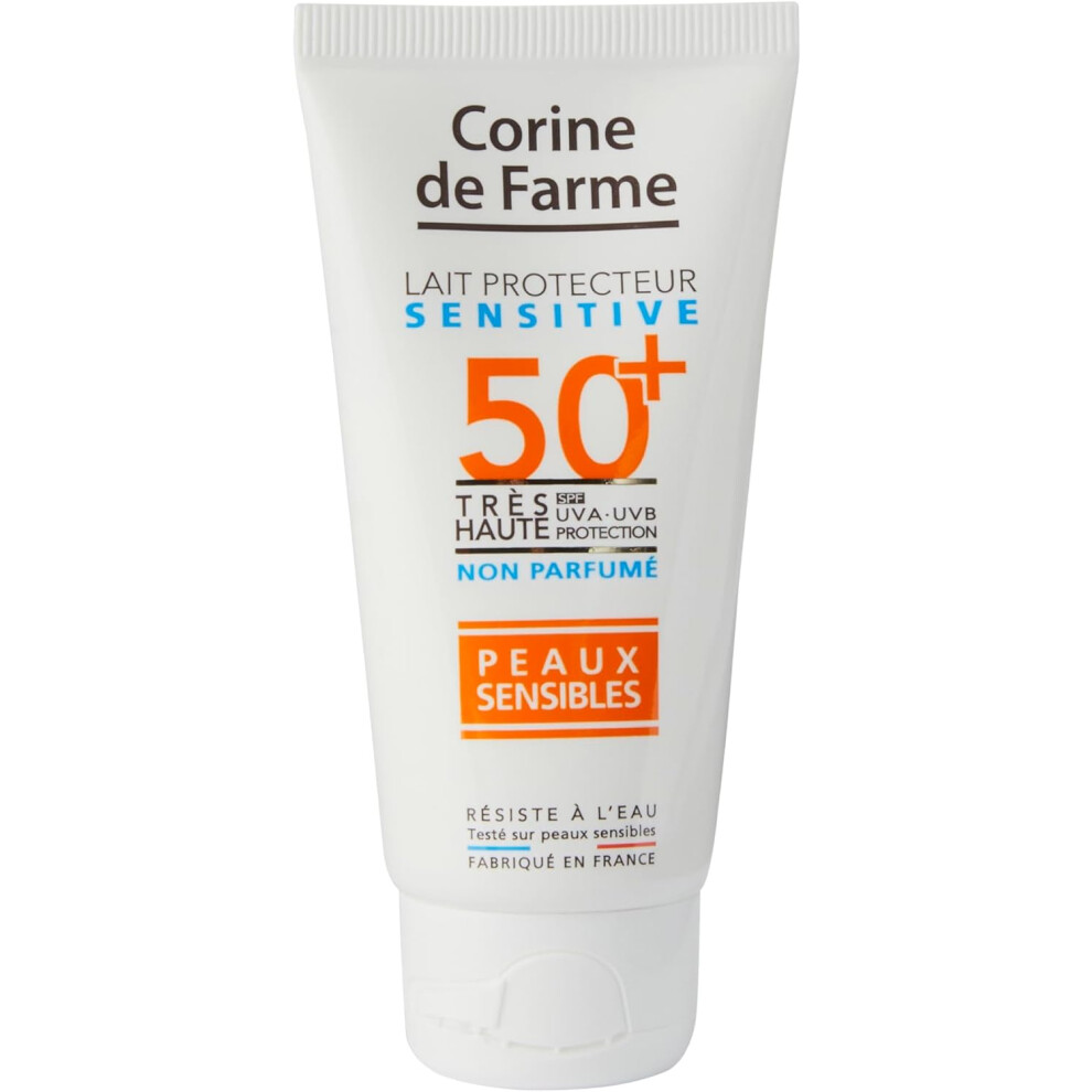 Corine de Farme Protective Milk Sensitive SPF 50+ Sunscreen Lotion 50ml |UVA & UVB Protection |Face & Body |Water-resistant Sunblock