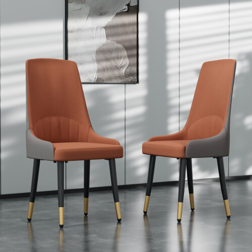 Set Of 2 Upholstered Leather Dining Chairs Wide Padded Side Chairs 2