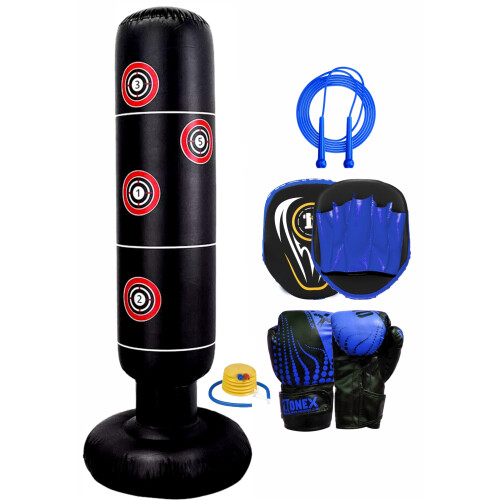 (Blue Set) Kids Inflatable Punching Bag Target Freestanding