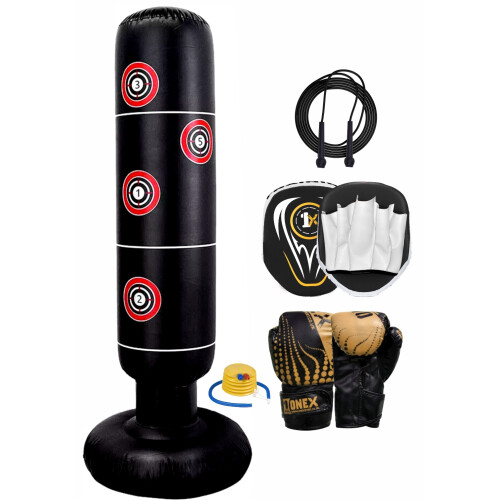 (Gold Set) Kids Inflatable Punching Bag Target Freestanding