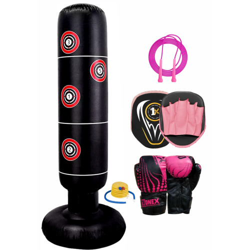(Pink Set) Kids Inflatable Punching Bag Target Freestanding