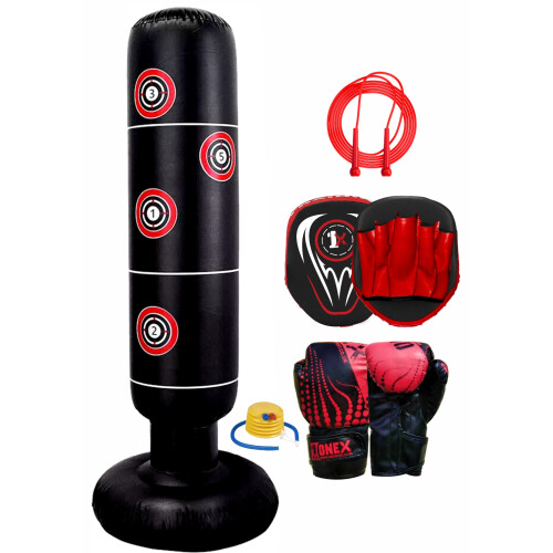 (Red Set) Kids Inflatable Punching Bag Target Freestanding