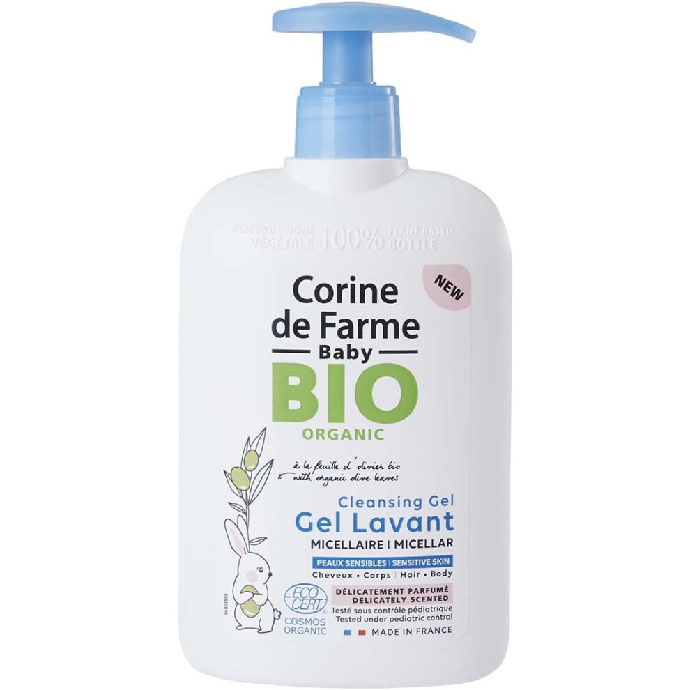 Corine de Farme Baby Bio Organic Micellar Cleansing Gel With Organic Olive Leaf Hair & Body Wash Delicately Scented 500ml