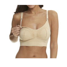 (beige, M) Xingqing Women Hands Free Breast Feeding Pump Pumping Breastpump Maternity Nursing Bra Beige S