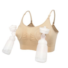 (beige, L) Xkwyshop Women Hands Free Breast Pump Breast Feeding Pump Pumping Maternity Nursing Bra
