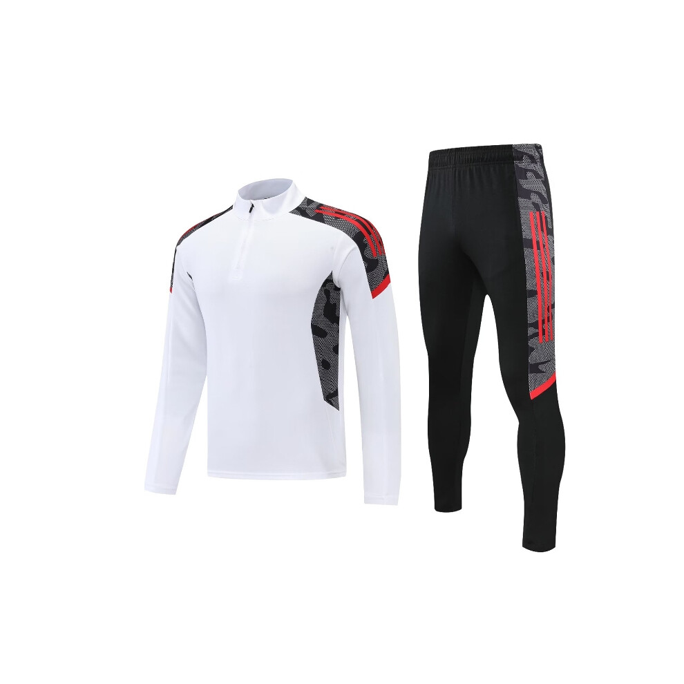 (White, S) Football Long Sleeve Kits for Kids Boys Training Tops and Pants 6003