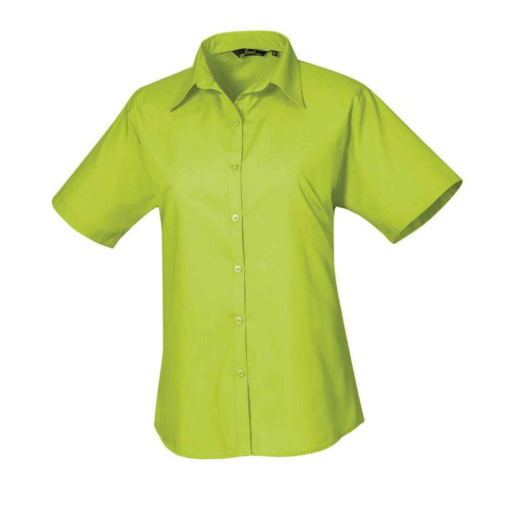 (28 UK, Lime) Premier Womens/Ladies Poplin Short-Sleeved Blouse