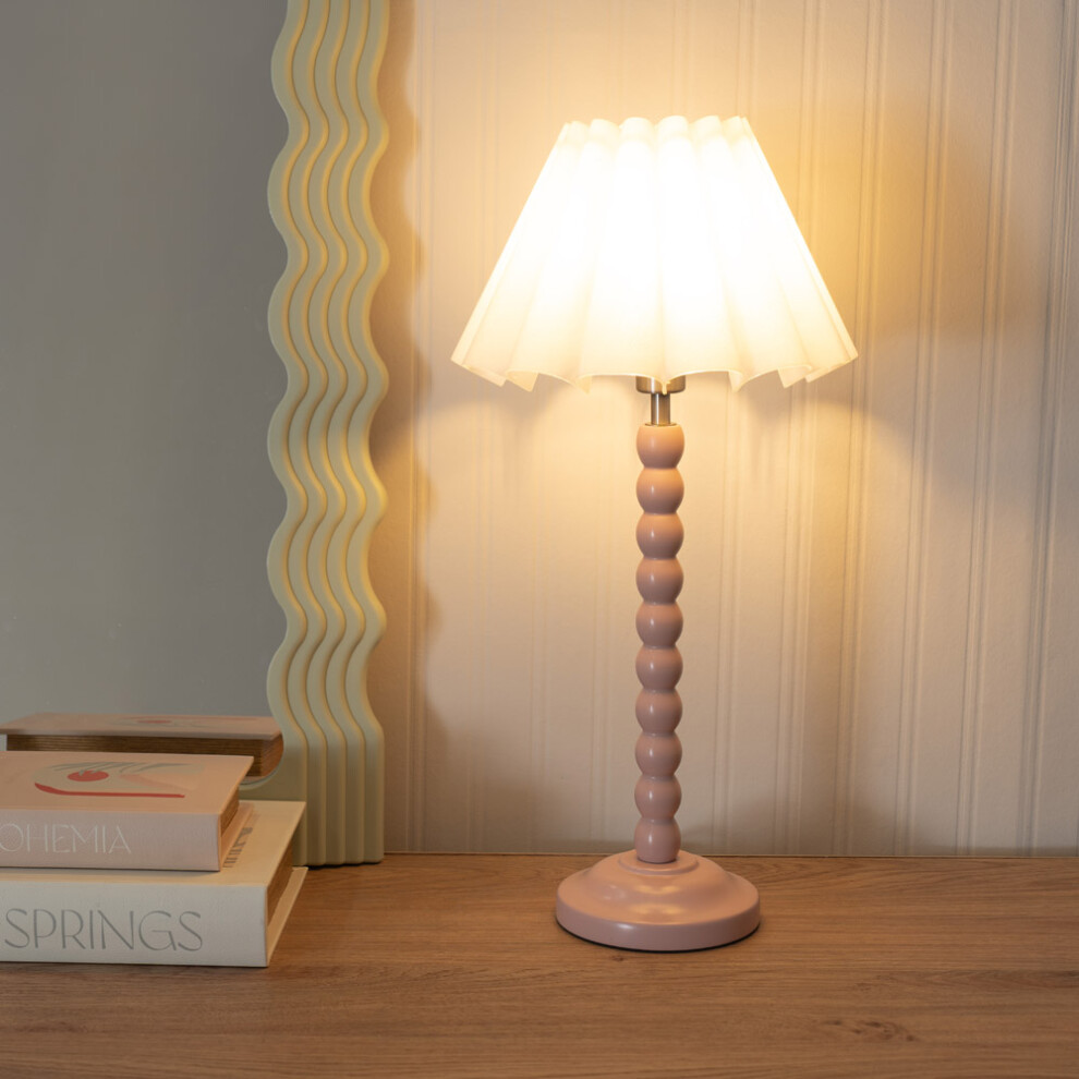 ValueLights Bobbins White Scallop Taper Shade Painted Rose Table Lamp