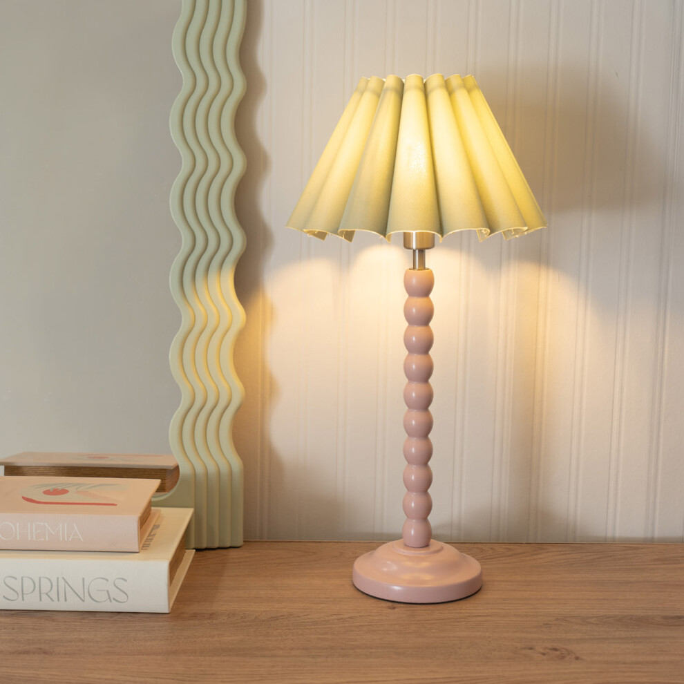 ValueLights Bobbins Sage Scallop Taper Shade Painted Rose Table Lamp