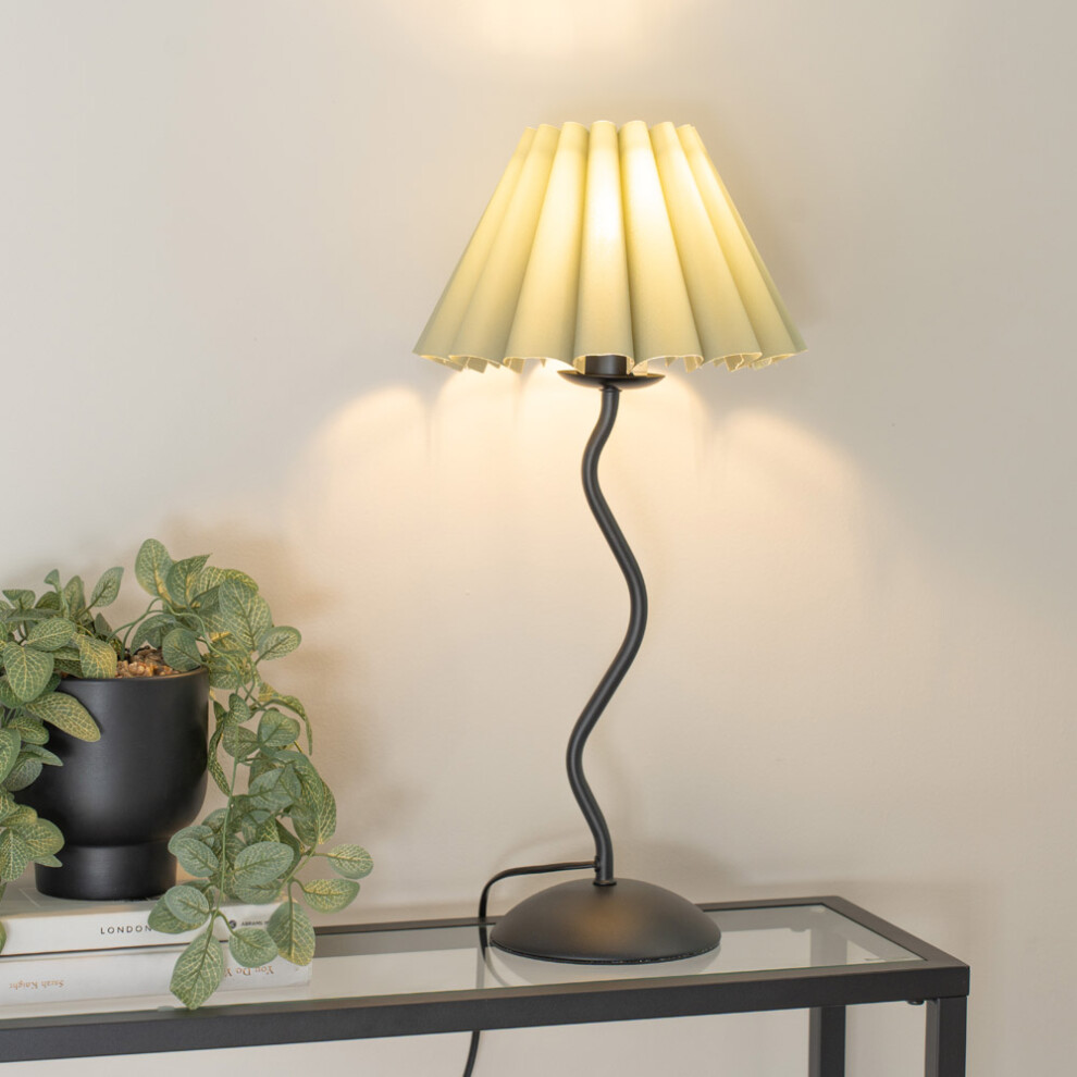 ValueLights Wiggle Grey Scallop Taper Shade Sage Table Lamp with Bulb