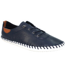 (6 UK, Navy) Lunar Womens/Ladies St Ives Leather Plimsolls