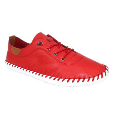 (6 UK, Red) Lunar Womens/Ladies St Ives Leather Plimsolls